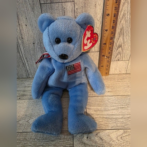 Ty Other - Ty America Blue Plush Bear Toy